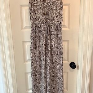 As U Wish Black & Tan Leopard-Print Strapless Jumpsuit